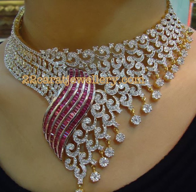 22ct Heavy Diamond Necklace by TBZ - Jewellery Designs