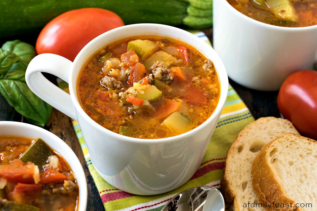 ZUCCHINI TOMATO ITALIAN SAUSAGE SOUP Food Taste Good