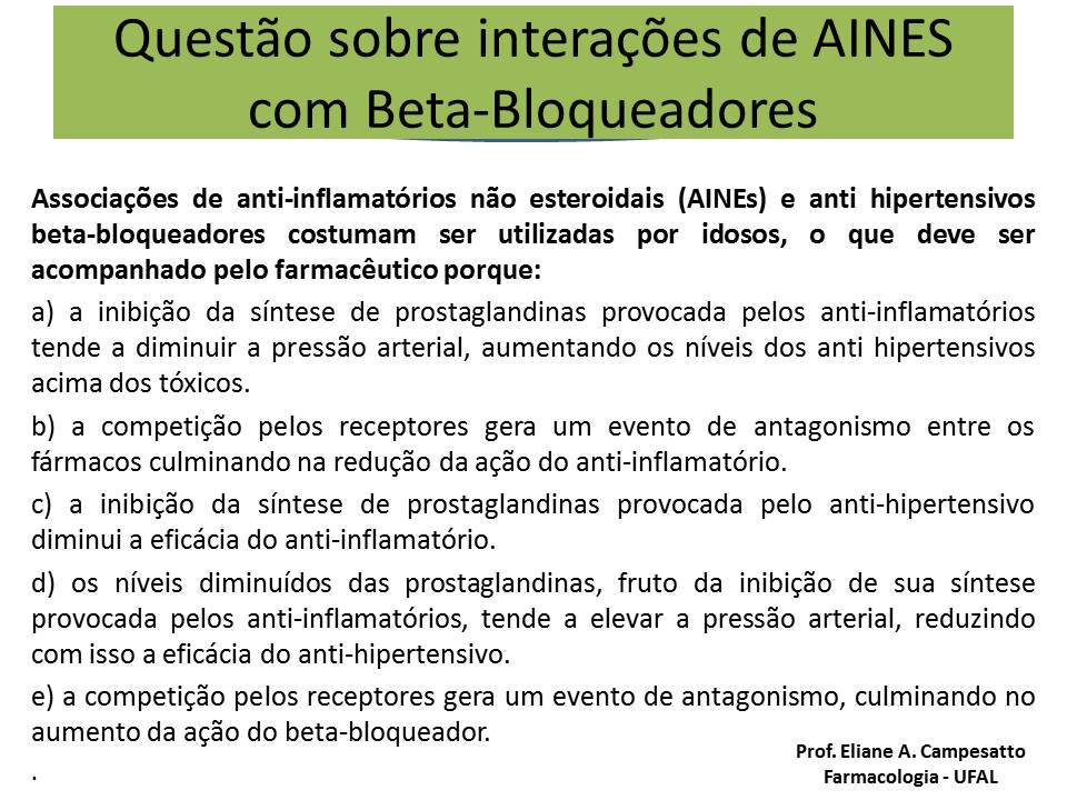 Comunidade Farmácia Brasileira Interações de AINES com BetaBloqueadores Comunidade Farmácia Brasileira Interações de AINES com BetaBloqueadores