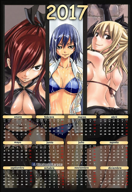 calendario 2017 anime fairy tail