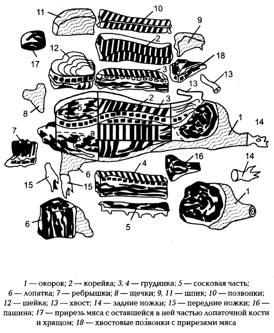 Разделка свиной туши описание частей схема
