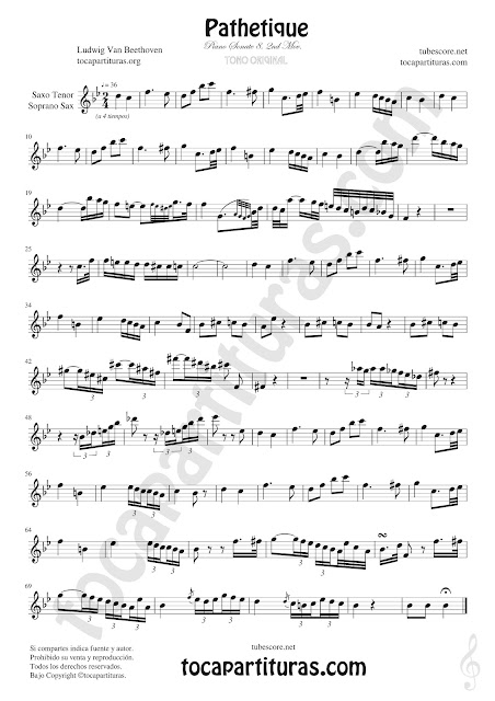 Pathetique Soprano Sax y Saxo Tenor Partitura Sheet Music for Soprano Sax and Tenor Saxophone Music Scores