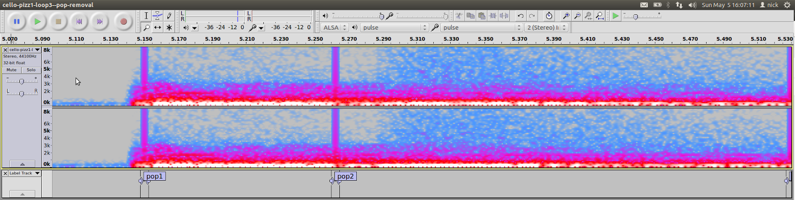 forskel Beskæftiget hardware Nickleus Music Technology Blog: How to remove click/clicking, pop/popping  noise in an audio track in Audacity