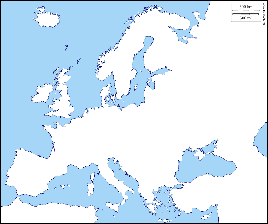خريطة قارة أوروبا صماء