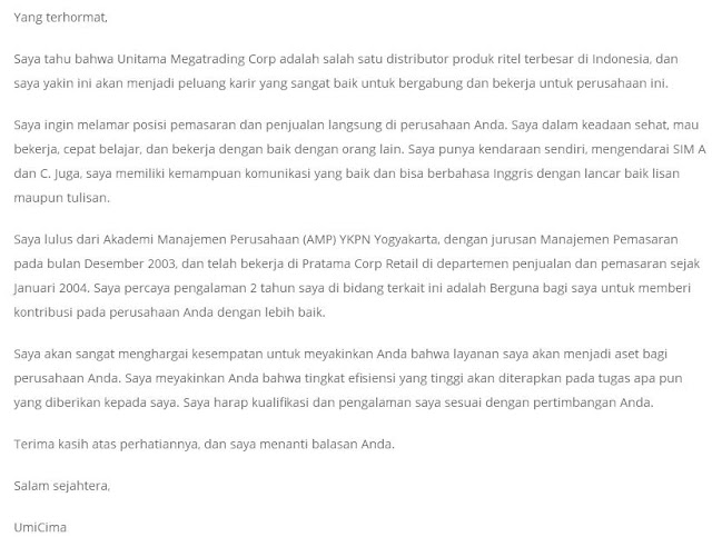 10 Contoh Surat Lamaran Kerja Dalam Bahasa Inggris Dan