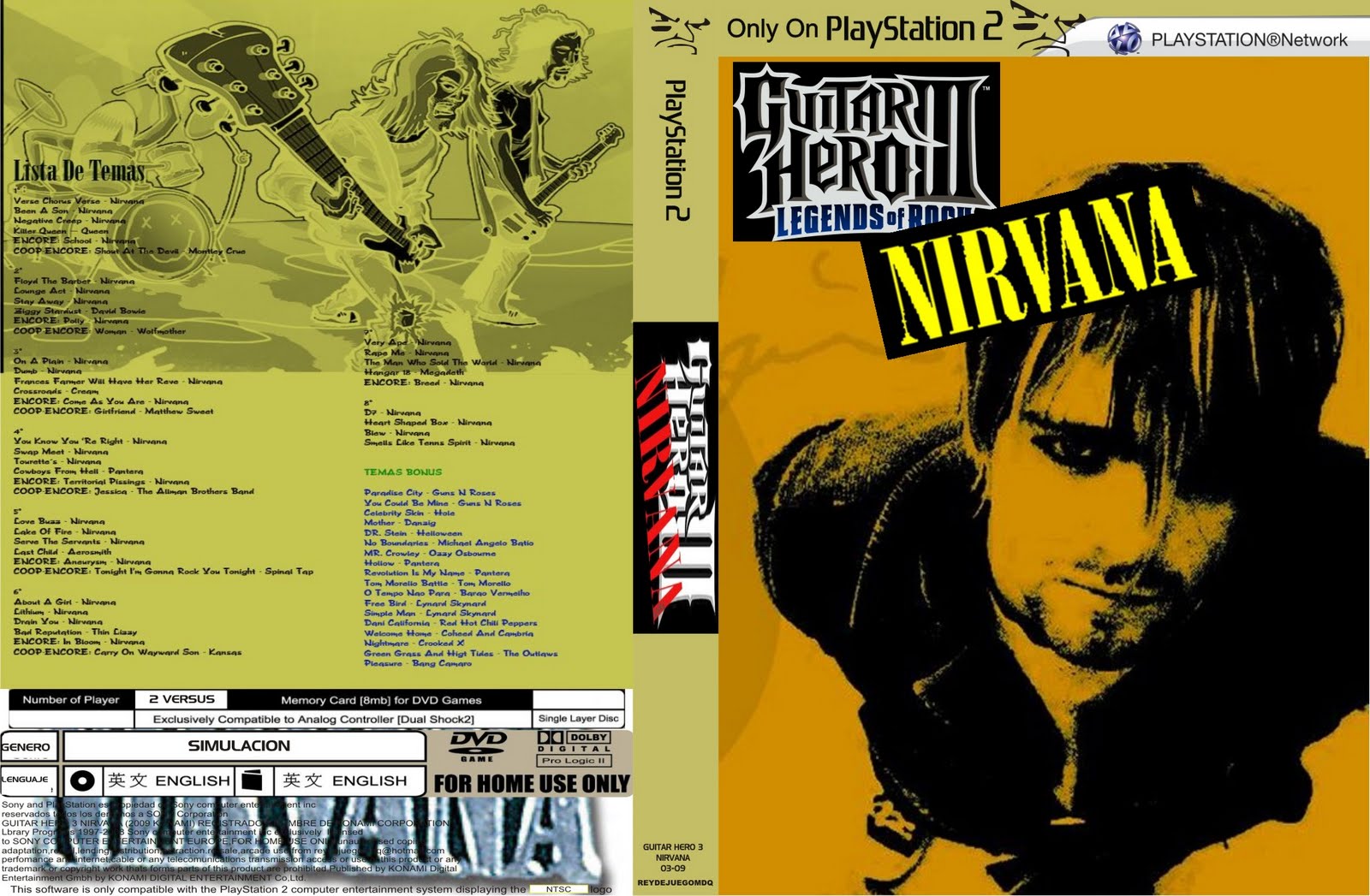 Guitar Hero 3 III NIRVANA PS2 ISO Download Mundo Guitar Hero