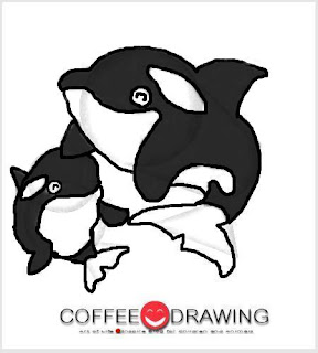 สอนเด็ก วาดตัวการ์ตูนรูปวาฬเพชฌฆาต step 29