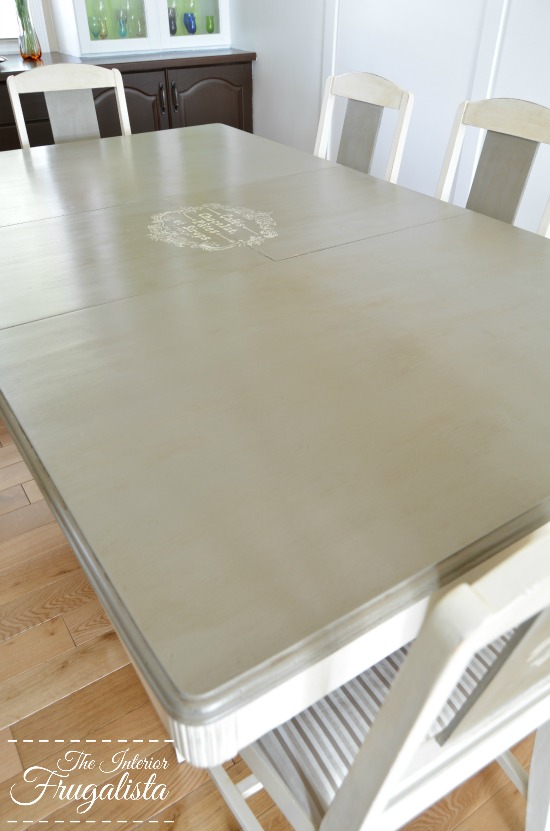 Vintage Dining Table with top painted in French Linen chalk paint