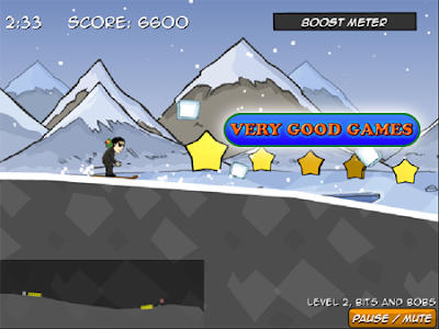 A screenshot from the free sports game Ski Maniacs - play it free on the gaming blog Very Good Games