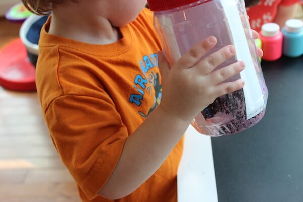 Super fun toddler painting activity with washable paint