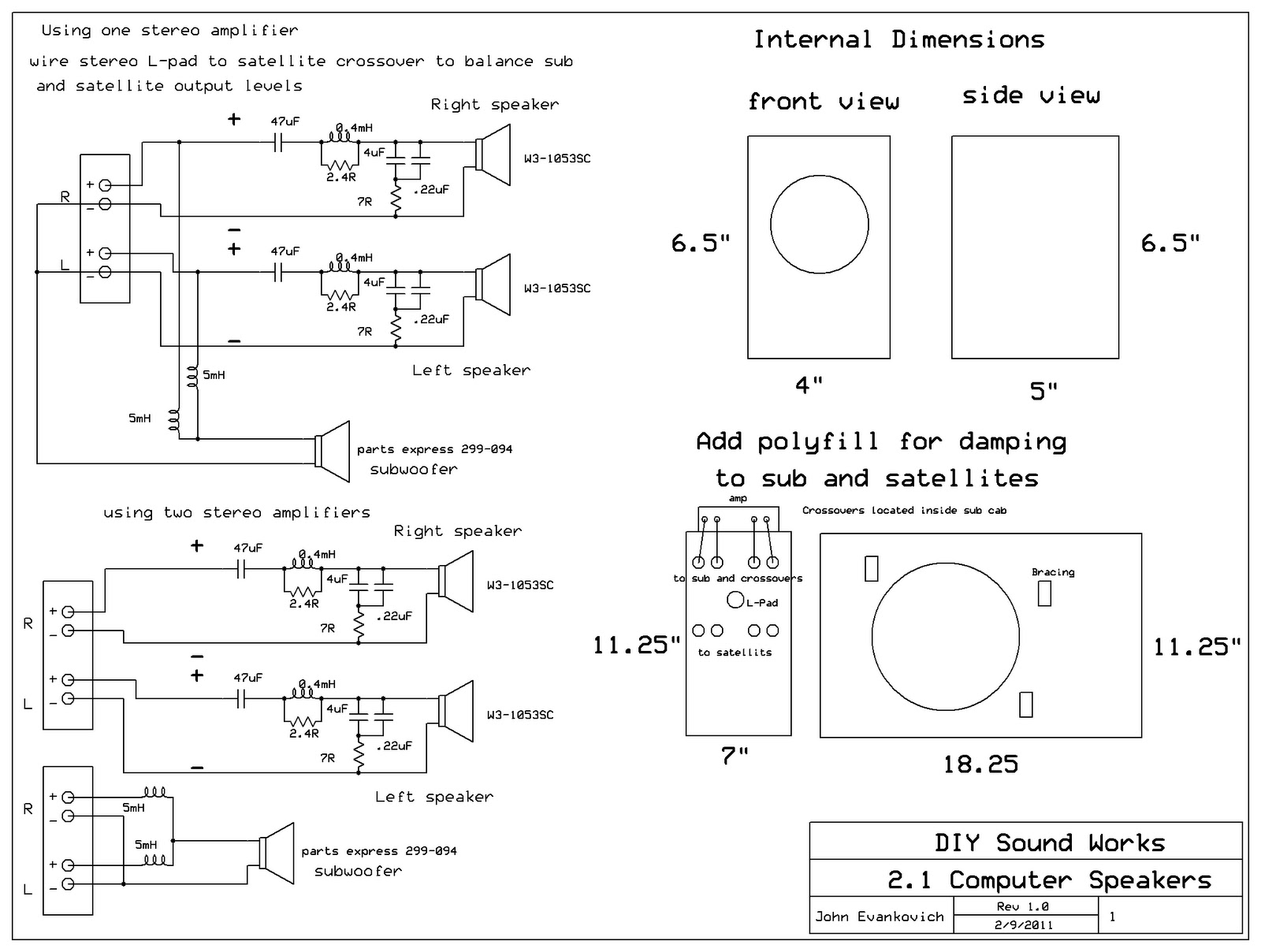DIY Sound Works: 2.1 Computer Speakers, or small room speakers