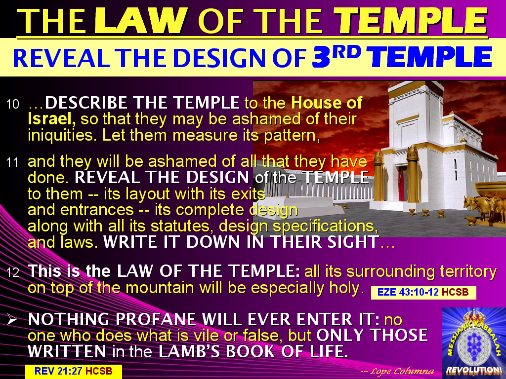 The BRIDE OF CHRIST Ministry of Life The LAW OF THE TEMPLE The 3RD