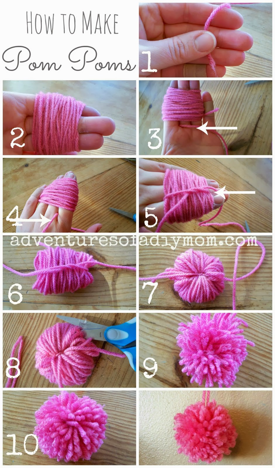 How to Make Yarn Pom Poms - Adventures a DIY Mom