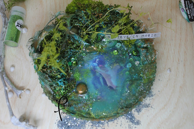 Mixed Media Altered Plate Believe in Magic by Phoebe Tonosaki