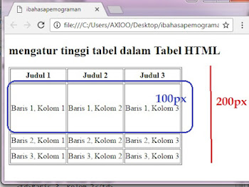 Cara Mengatur Lebar dan Tinggi pada tabel HTML
