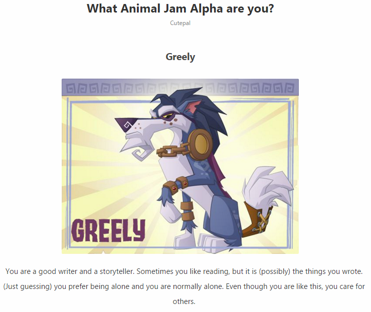 Animal jam alphas quiz