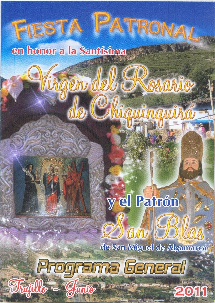 Programa de la fiesta patronal de Algamarca  en Trujillo - este 12 junio