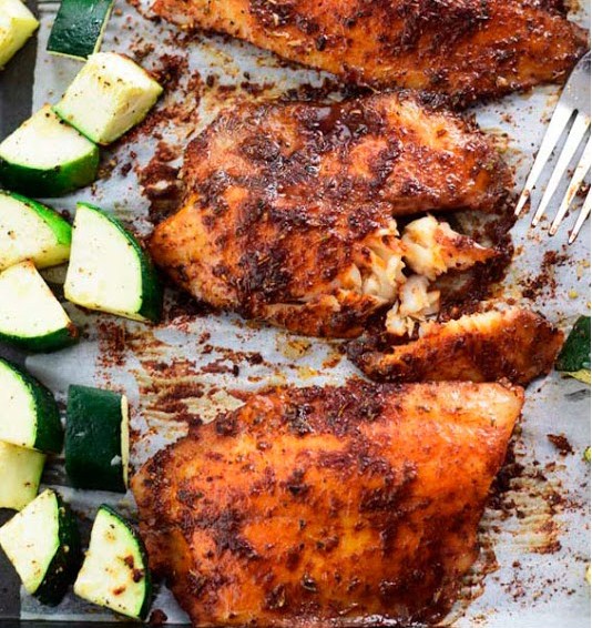 Sheet Pan Baked Blackened Tilapia With Zucchini Sheet Pan Baked Blackened Tilapia With Zucchini