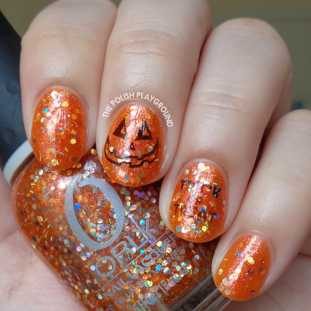 Orange and Black Halloween Inspired Stamping Nail Art