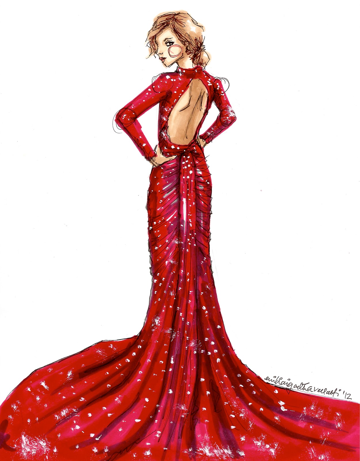 sketch-à-porter: Red dress, take two.