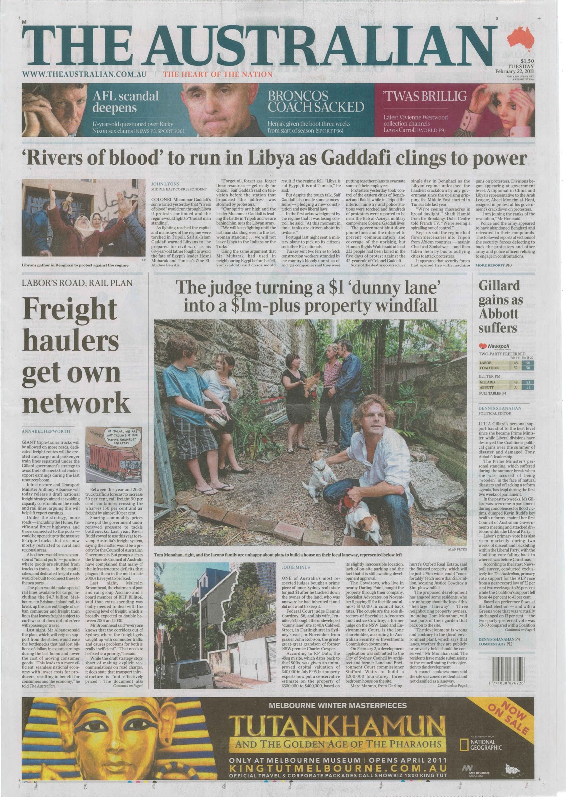SAVE CALDWELL LANE: The story makes the front page of the The Australian