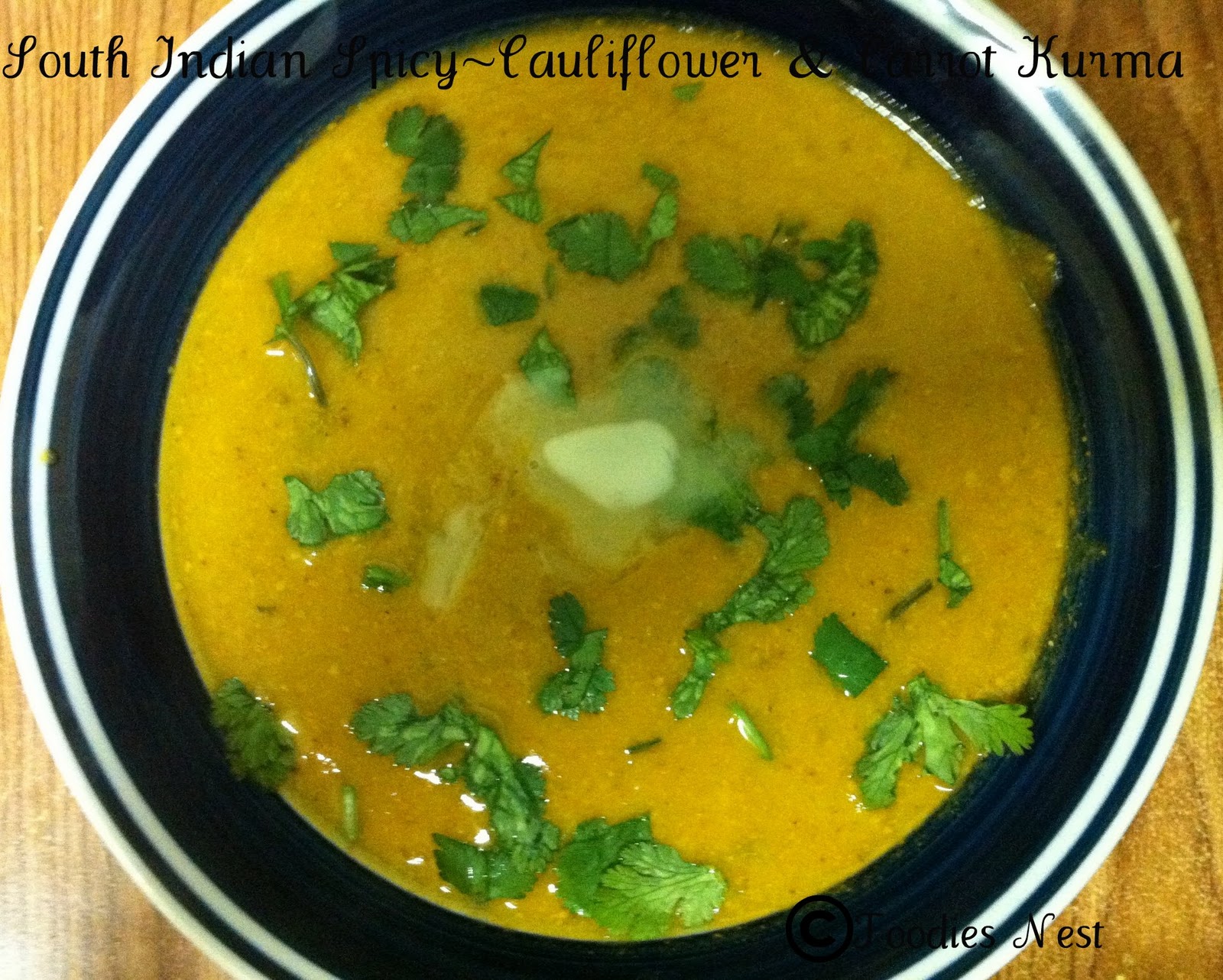 Foodies Nest South Indian SpicyCauliflower & Carrot Kurma