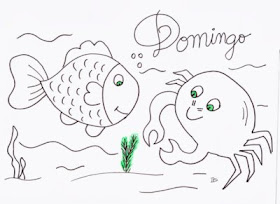 desenho de peixe e caranguejo para pintar