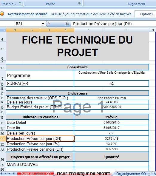 Modèle rapport mensuel suivi travaux de construction - excel