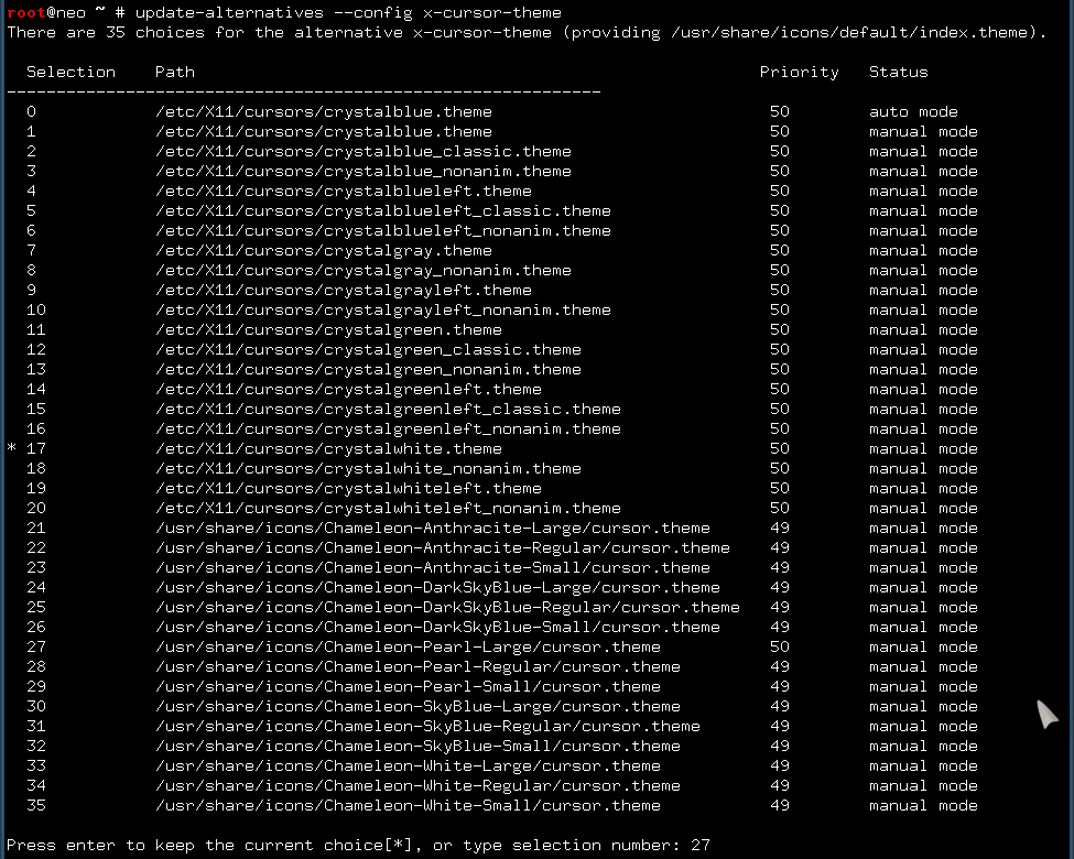 How to change default cursor theme on debian linux. DelvDev