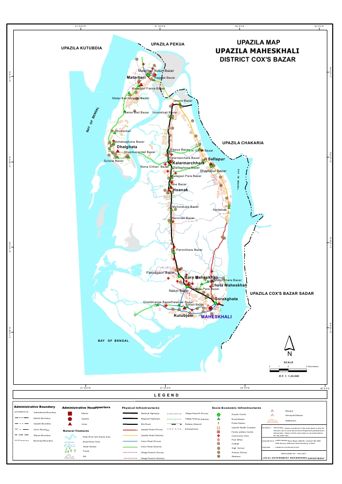Maheshkhali Upazila Map Cox's Bazar District Bangladesh