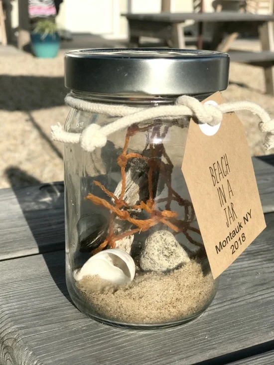 Making a Beach in a Jar Family Vacation Souvenir
