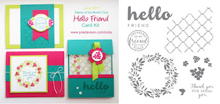 Stampin' Up! Hello Friend Card Kit for June Stamp of the Month Club by Julie Davison www.juliedavison.com/clubs ~ Lemon Lime Twist ~ 2017-2018 Annual Catalog