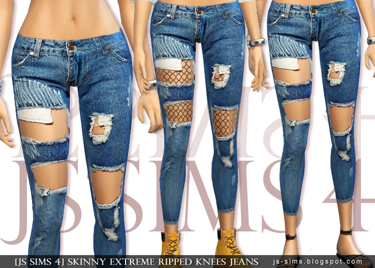 [JS SIMS 4] Skinny Extreme Ripped Knees Jeans