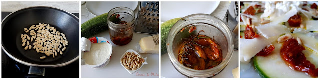 Ensalada de calabacín, requesón y tomate seco