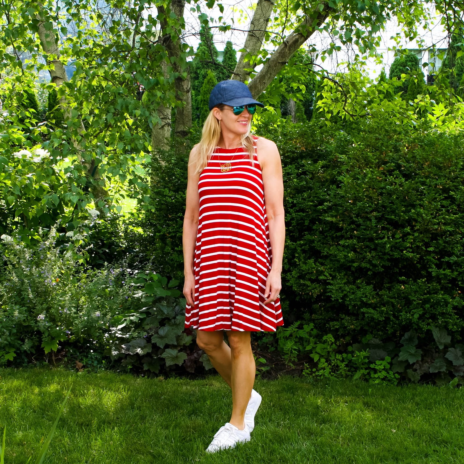old navy red striped dress