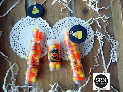 SRM Stickers Blog - Crafty Halloween Tubes by Angi - #halloween #treats #tubes #stickers #favors #DIY