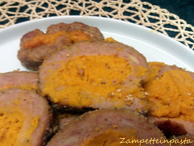 Polpettone di carne farcito con la zucca