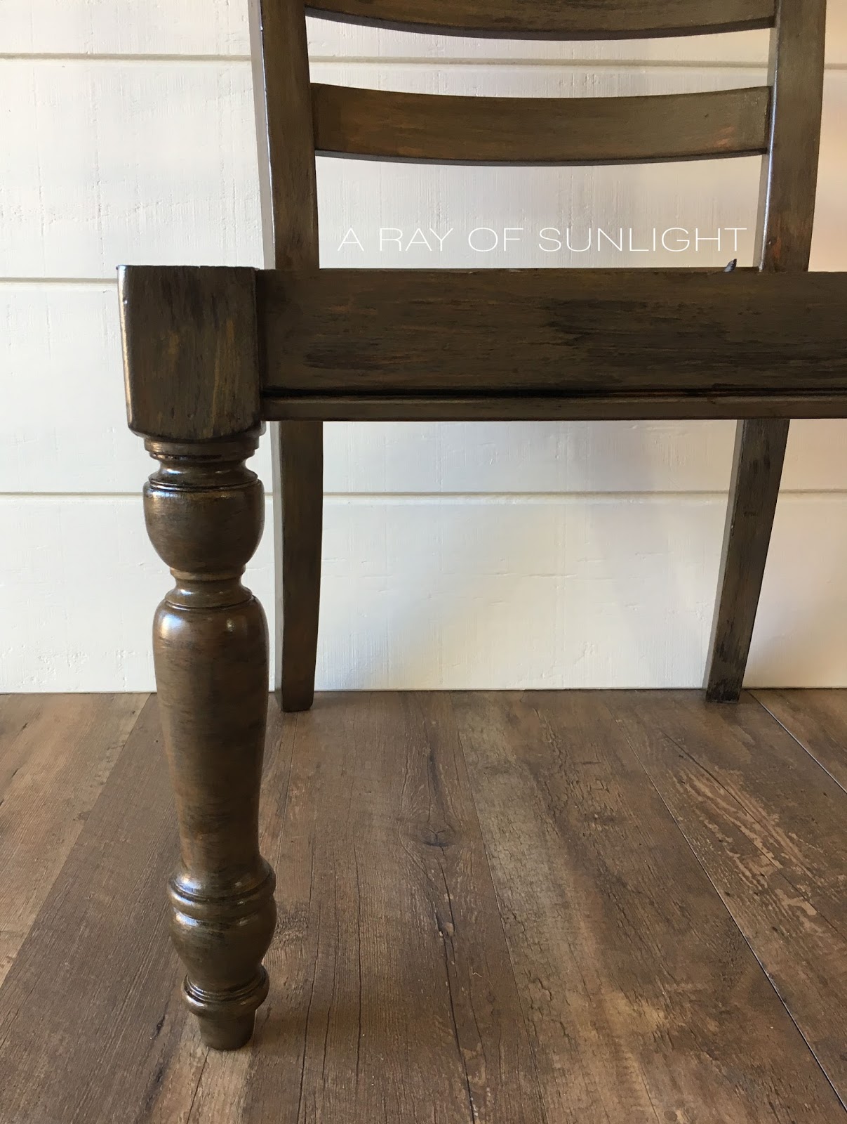 DIY Transform Dining Chairs with Chalk Paint to get a Restoration Hardware Weathered Faux finish by arayofsunlight.com
