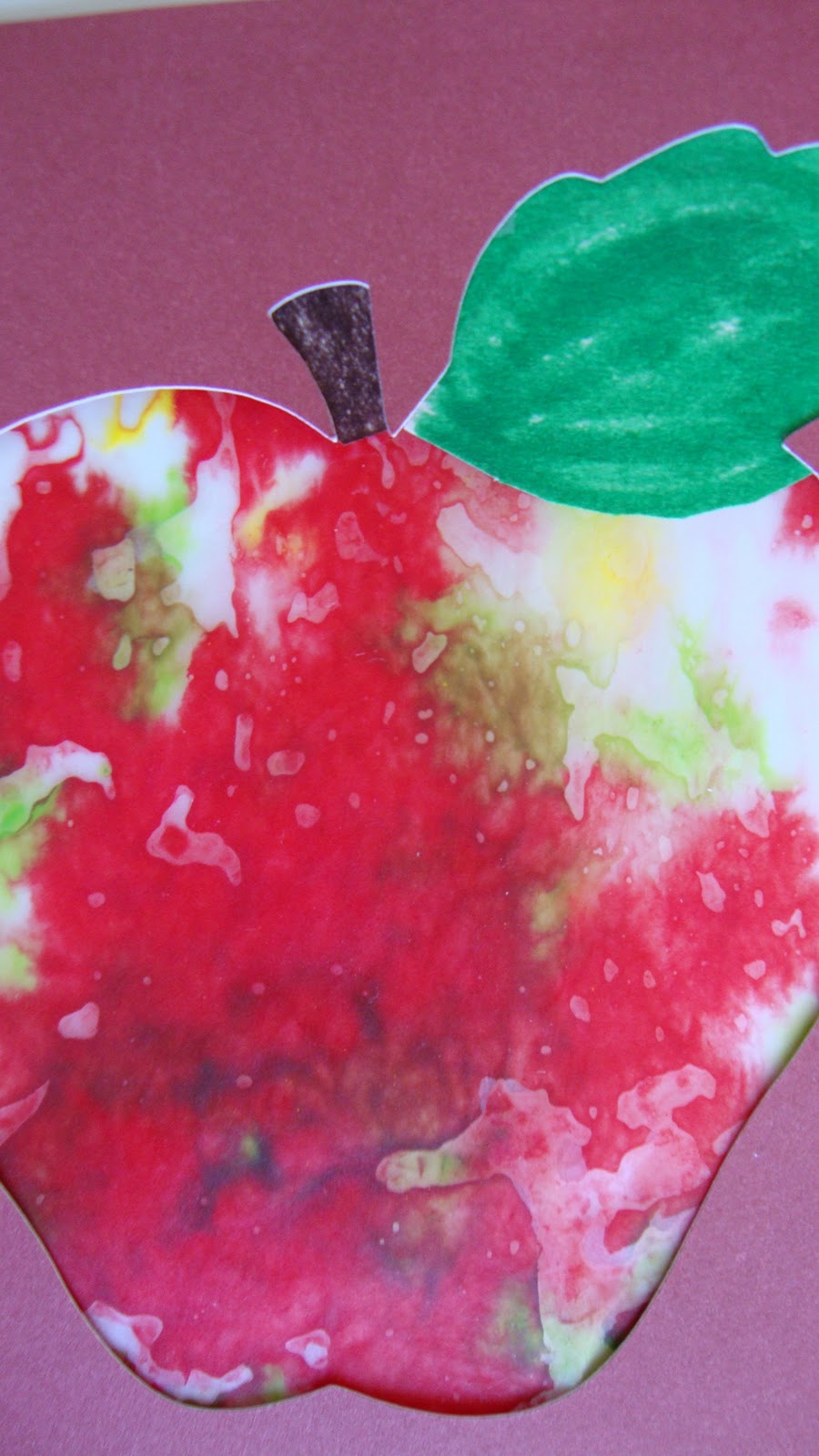 Small Fry Artworks Apple Melted Crayon On Wax Paper