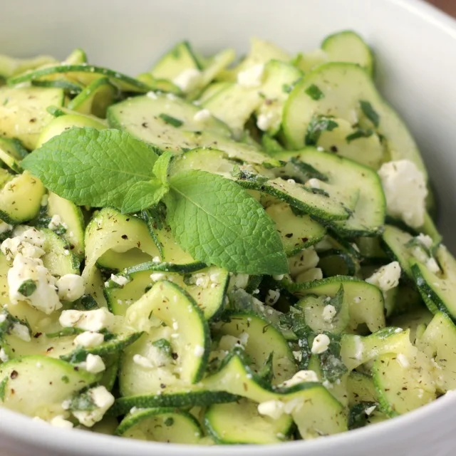 Greek Style Zucchini Ribbon Salad 