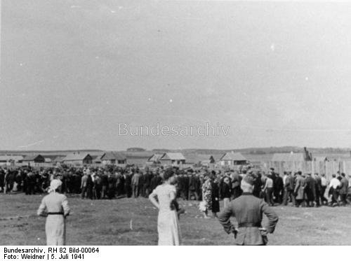 Germans taking Soviet citizens to transit camps, Minsk, 5 July 1941 worldwartwo.filminspector.com