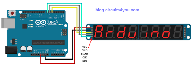 Arduino Connections with MAX7219 7-segment LED