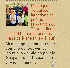Medjugorje : intentions de prières pour l'apparition du 2 avec Mirjana. et 12000 messes