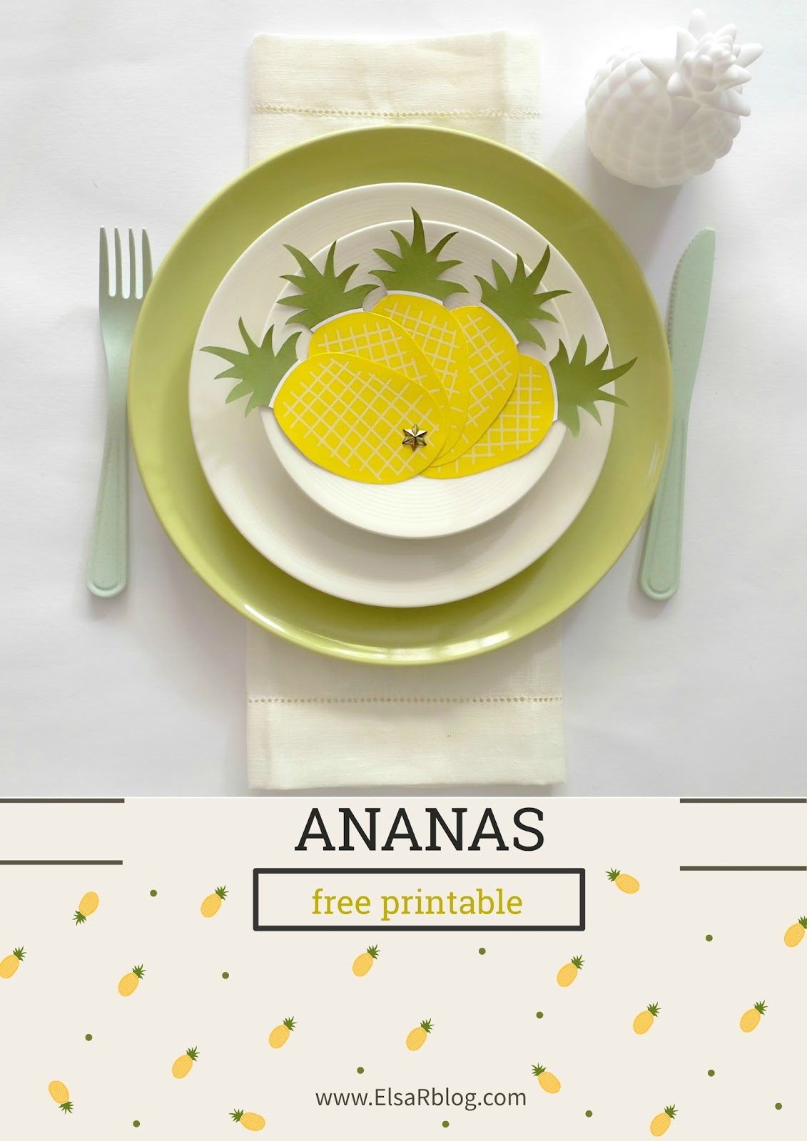 Ananas waaier free printable voor een tropisch feest