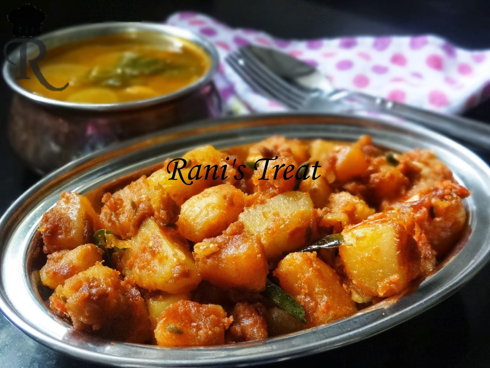Rani's Treat Yummy Lunch Combo Potato Fry/Aloo Fry with Radish Sambar