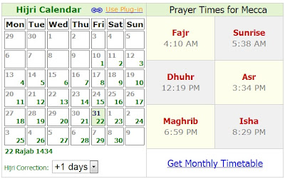waktu solat mekah madinah saudi tetamu 1430h
