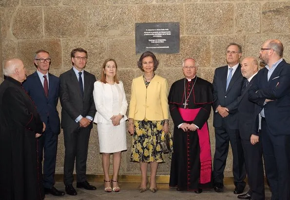 Queen Sofia of Spain inaugurated the conservation and restoration project of the arcade of Santiago's Cathedral in Santiago de Compostela