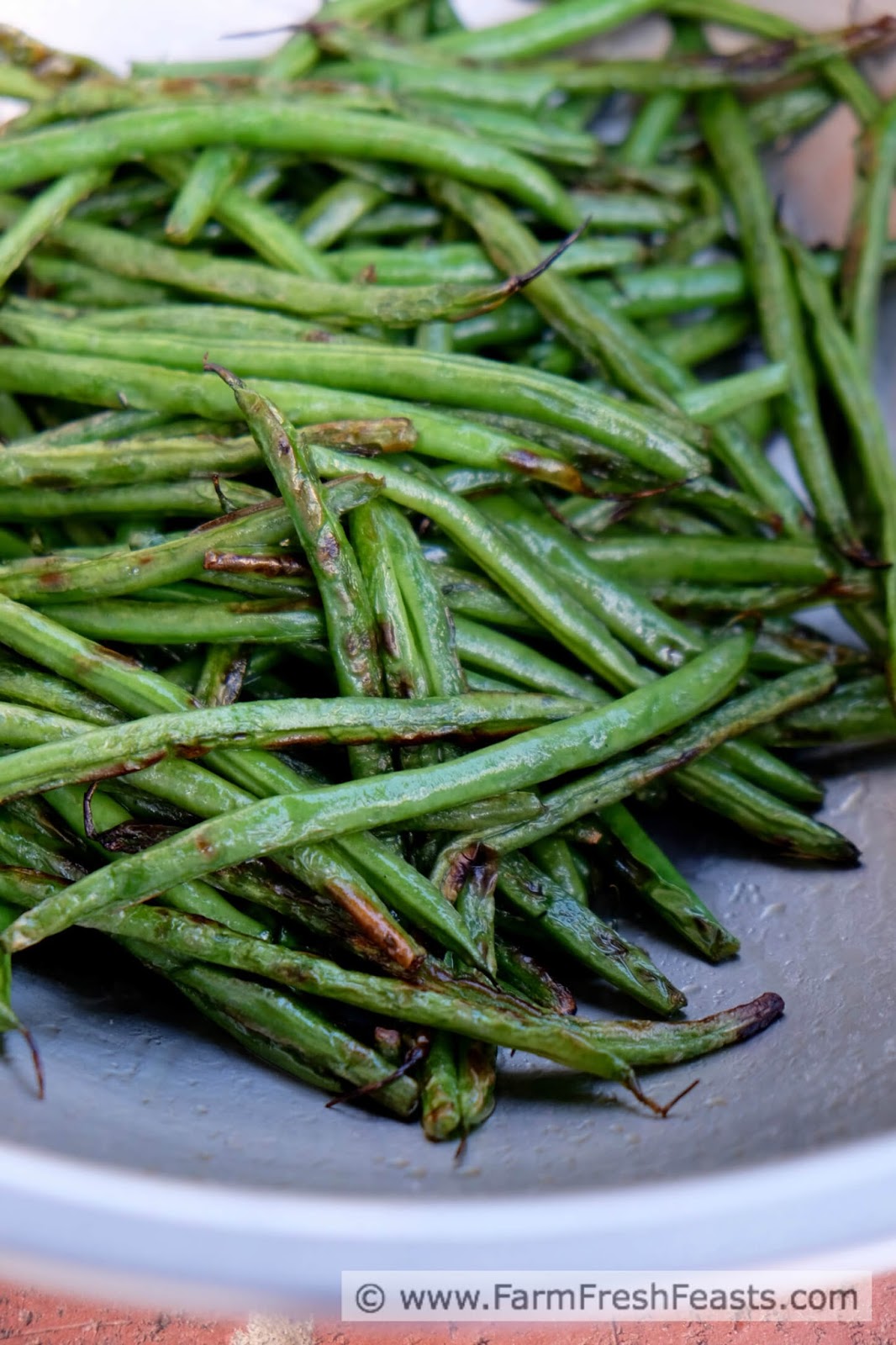 Farm Fresh Feasts Grilled Green Beans with Garlic Scape Pesto and Parm