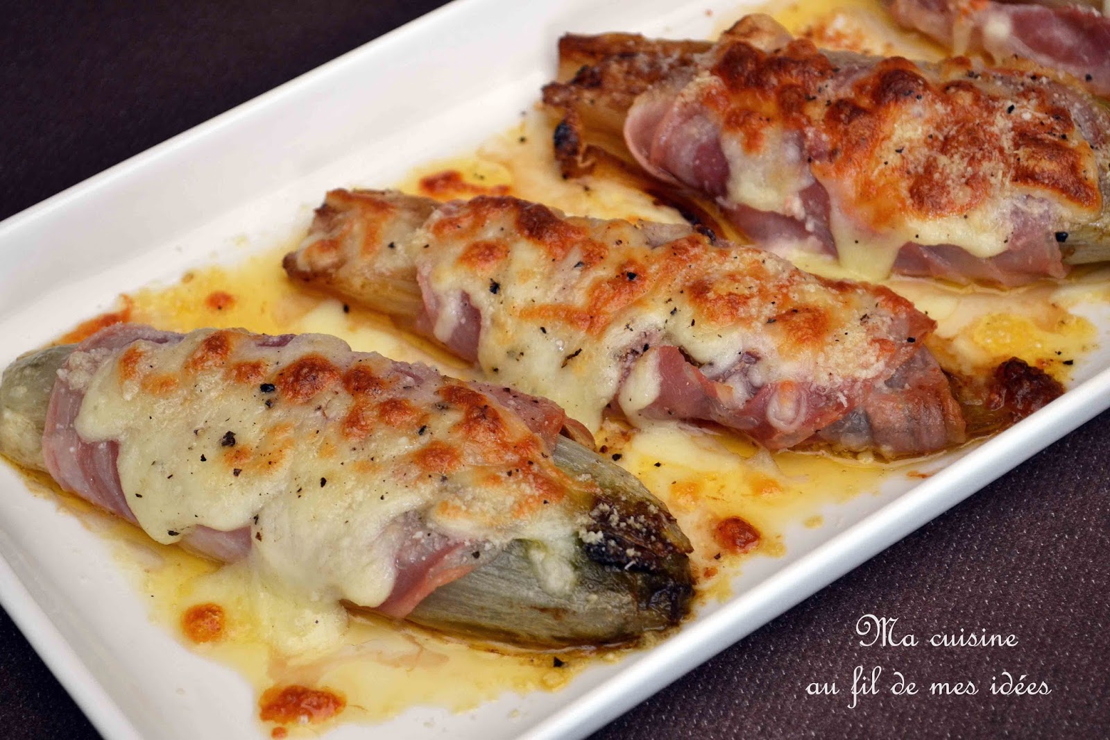 Ma cuisine au fil de mes idées... Chicons braisés à la pancetta et