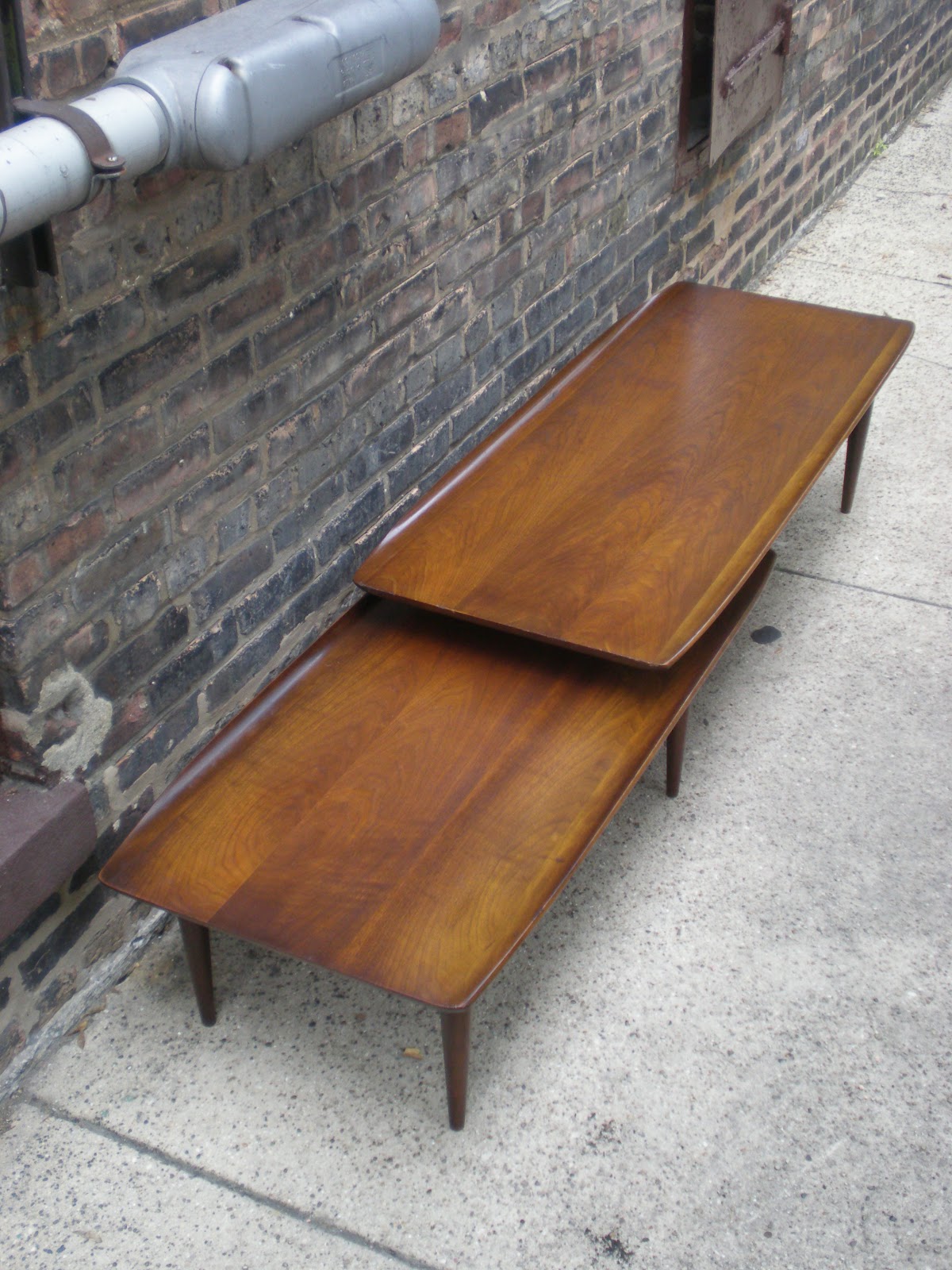 Mid Century Chicago Bassett Artisan Walnut Dual Level Swivel Coffee